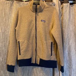 Womens Patagonia zip-up fleece size M tan/blue